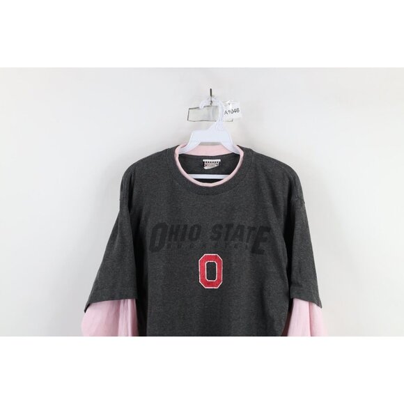 Vtg 90s Womens Large Layered Spell Out Ohio State University Long Sleeve T-Shirt - Picture 2 of 11